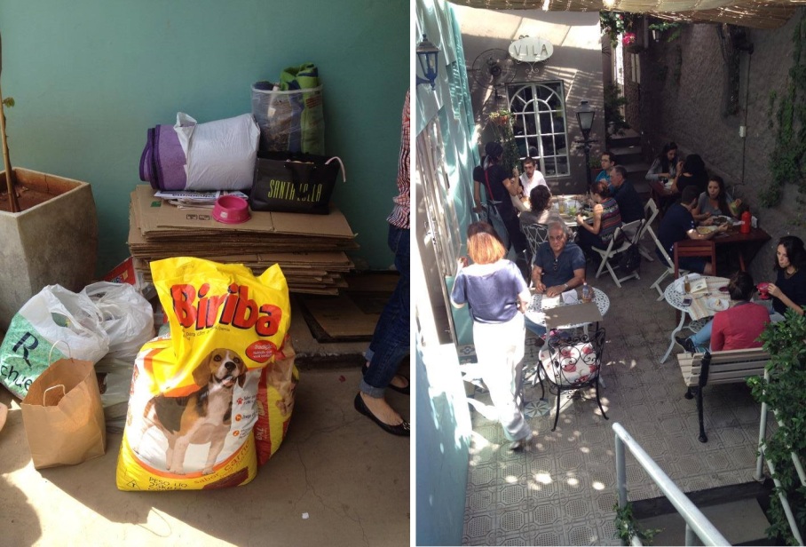Doações recebidas no período da manhã e público comendo as delícias do Café da Vila (Foto: Divulgação)